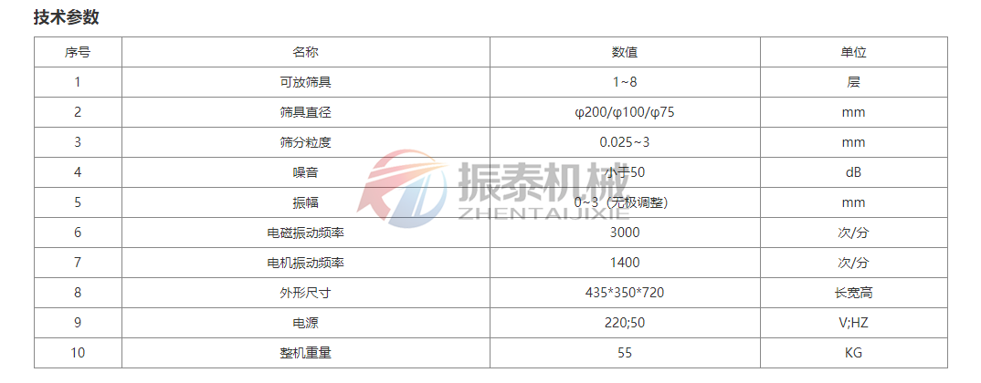 硝酸鉀電磁試驗篩技術參數